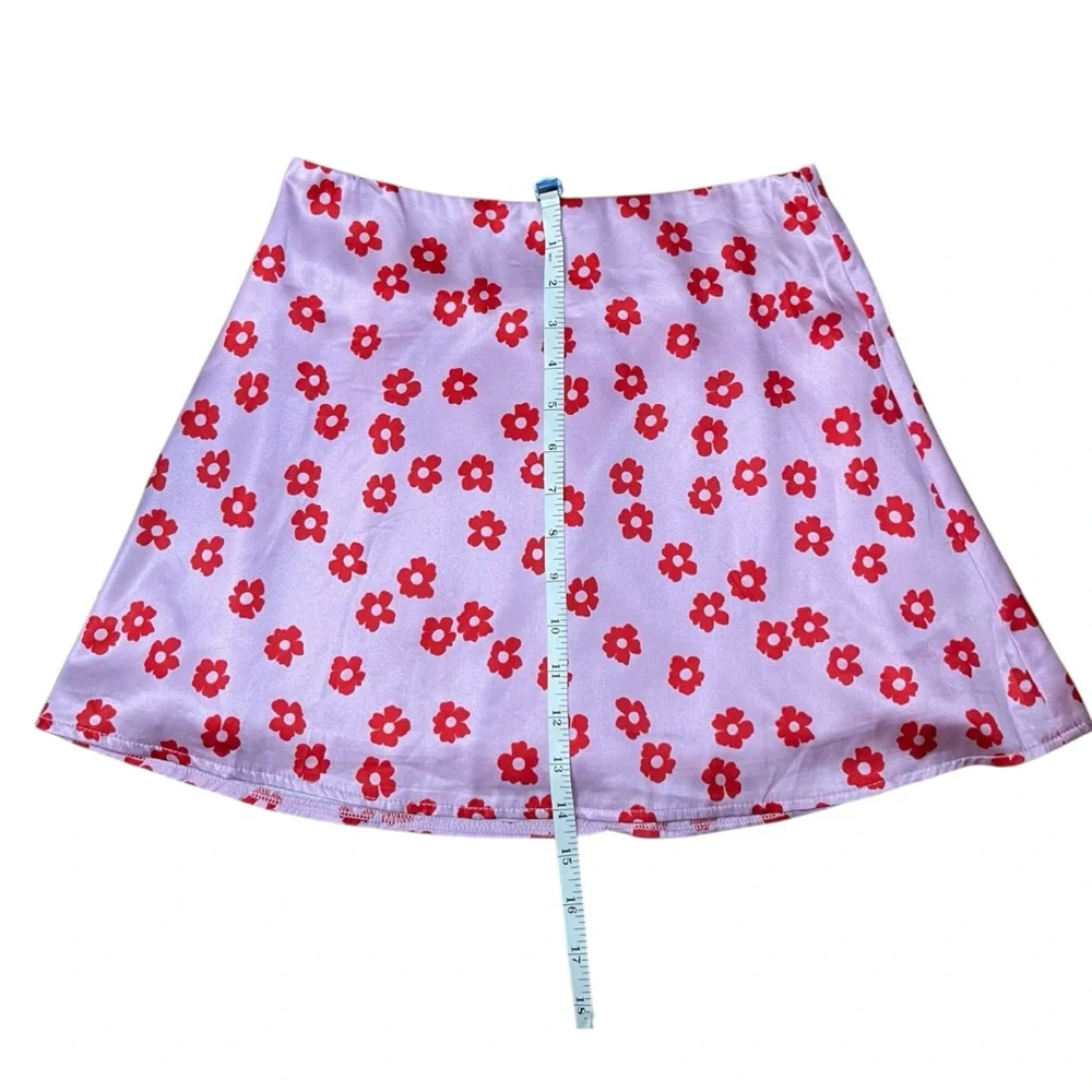 Princess Polly Pink Floral A-Line Mini Skirt‎ Y2K Low Rise Back Zip Size 4